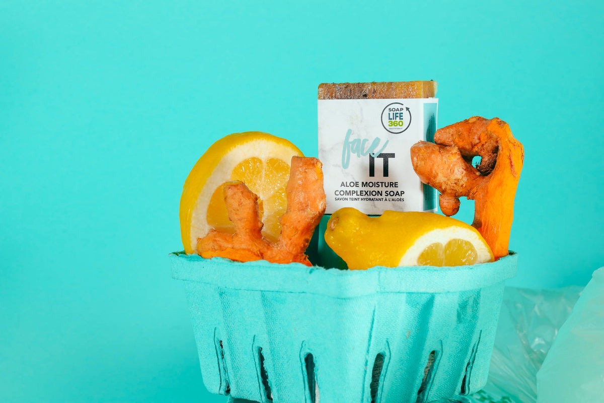handcrafted Face it soap soap with turmeric and lemongrass