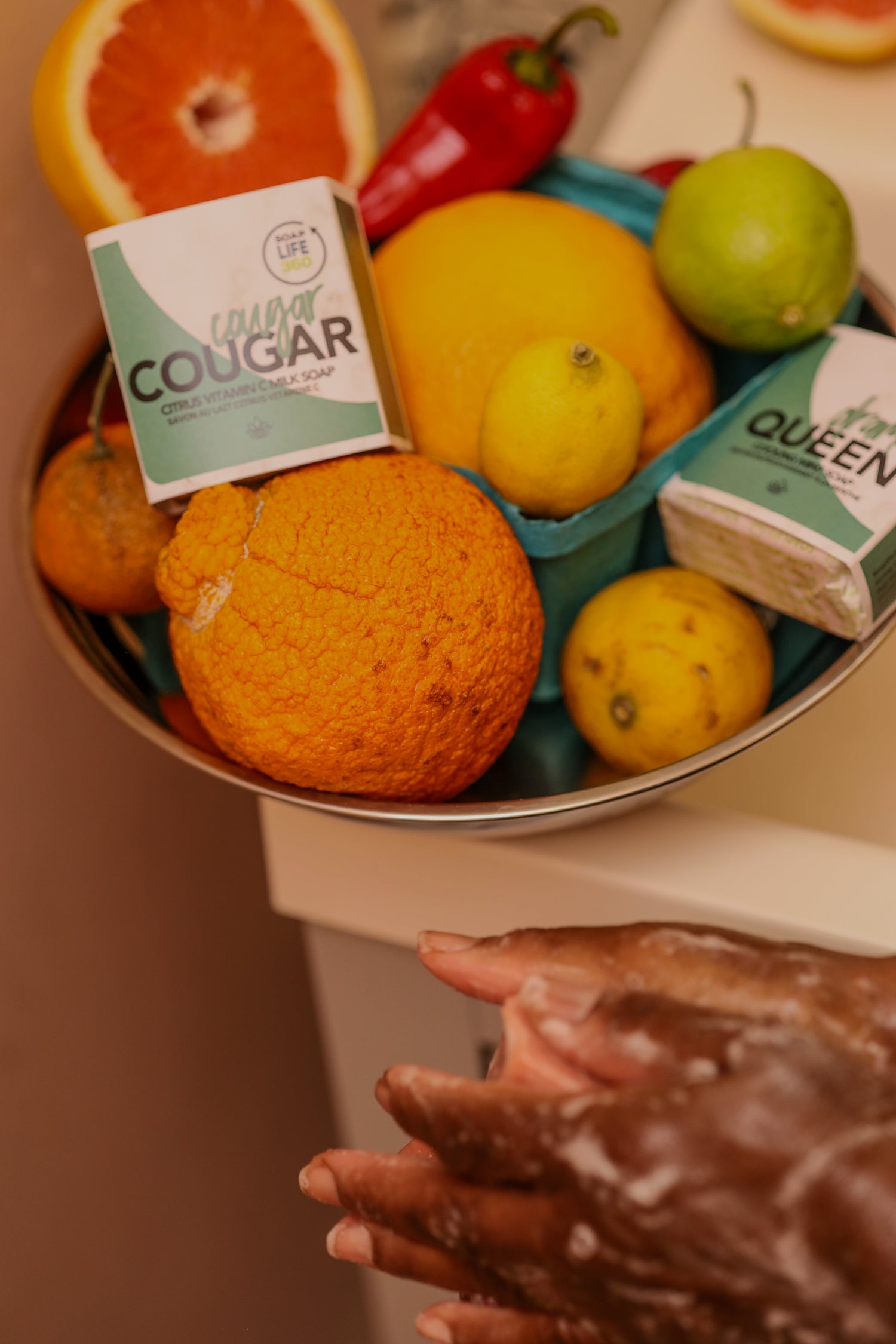 Handcrafted natural soap bars from Soaplife360 arranged in an editorial product setting