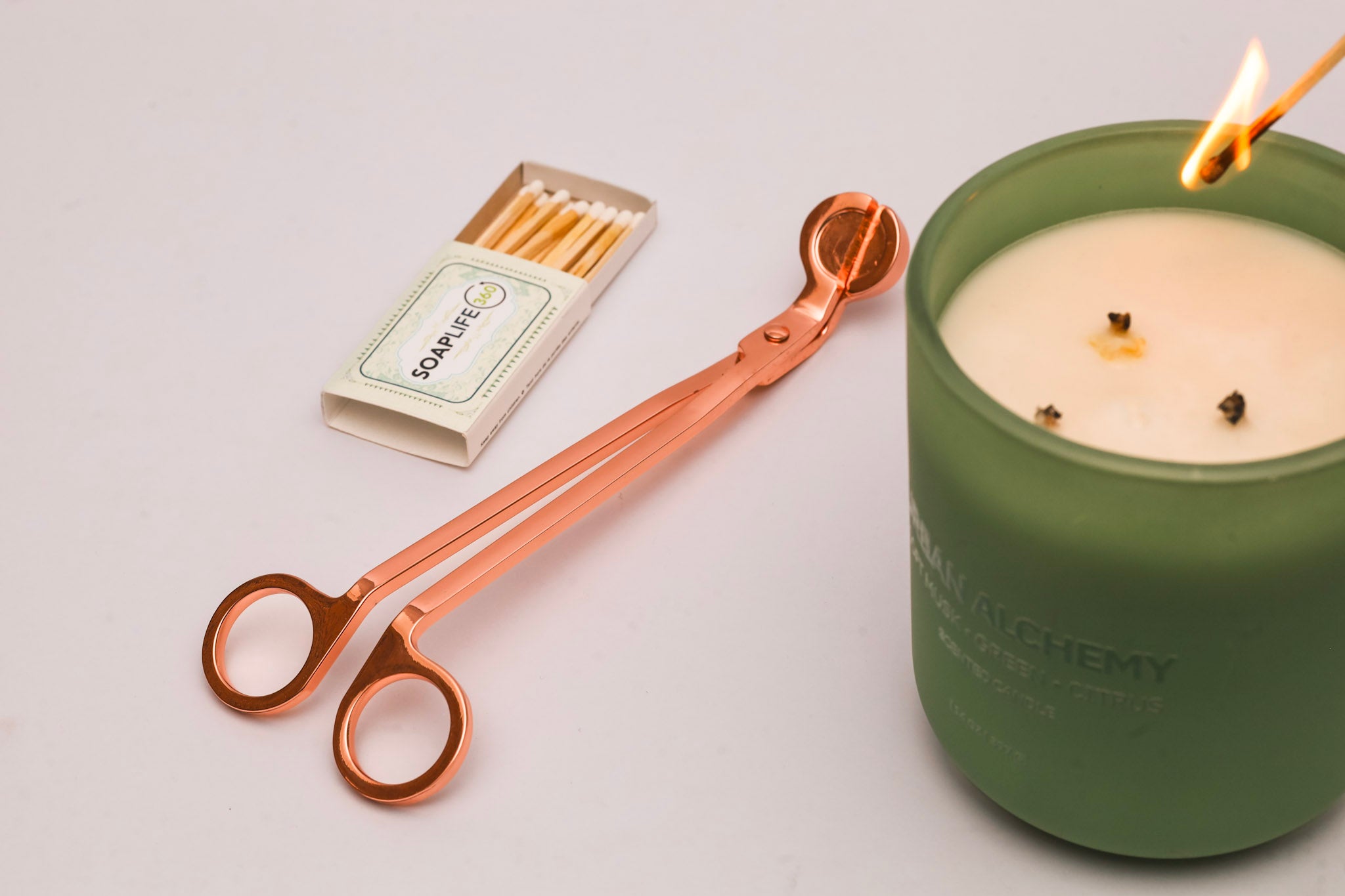 Candle Care Tool Set | Wick Trimmer & Candle Snuffer (Rose Gold Finish)