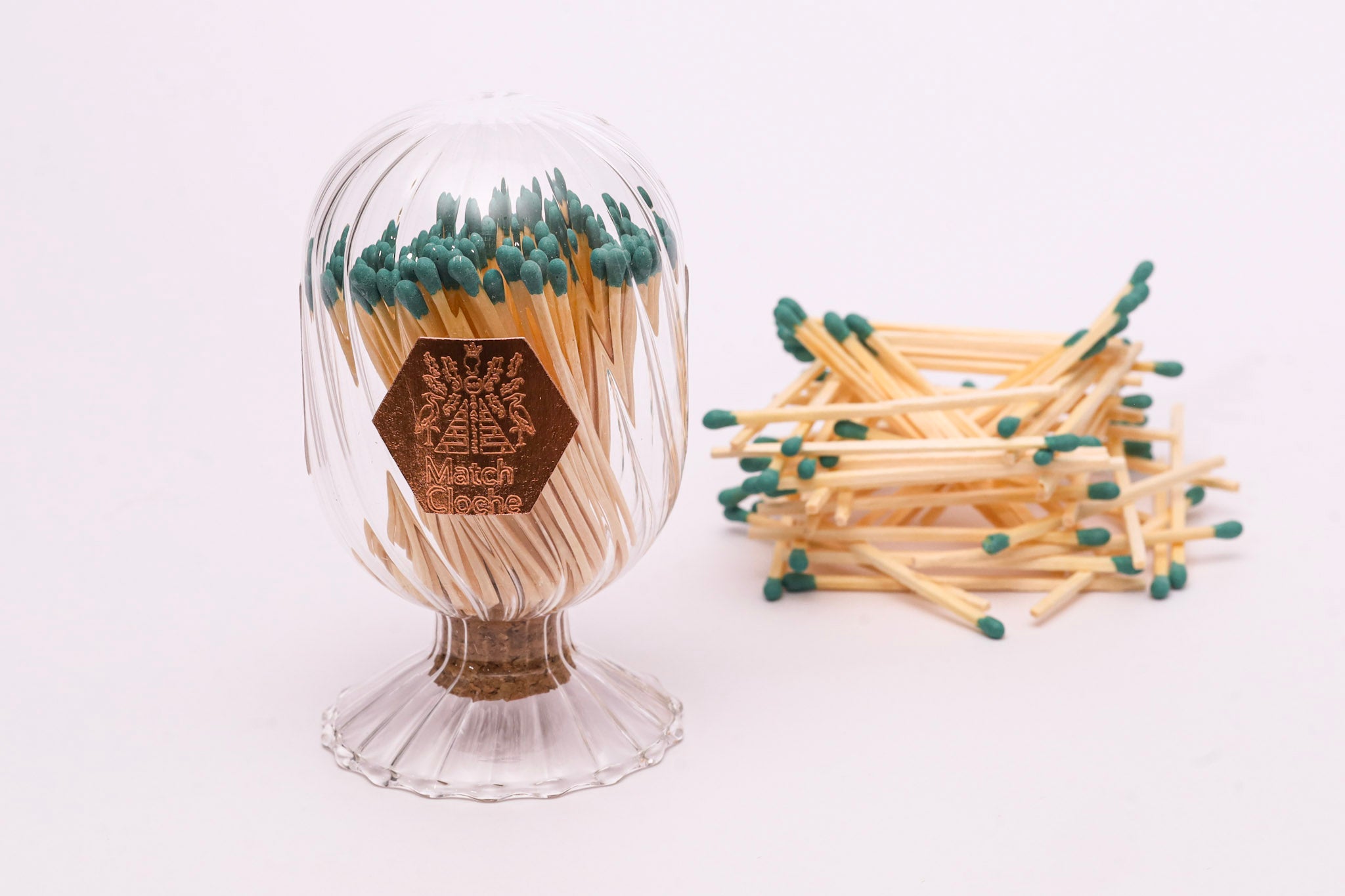 Glass Match Cloche with Striker | Decorative Wooden Matches (100 ct)
