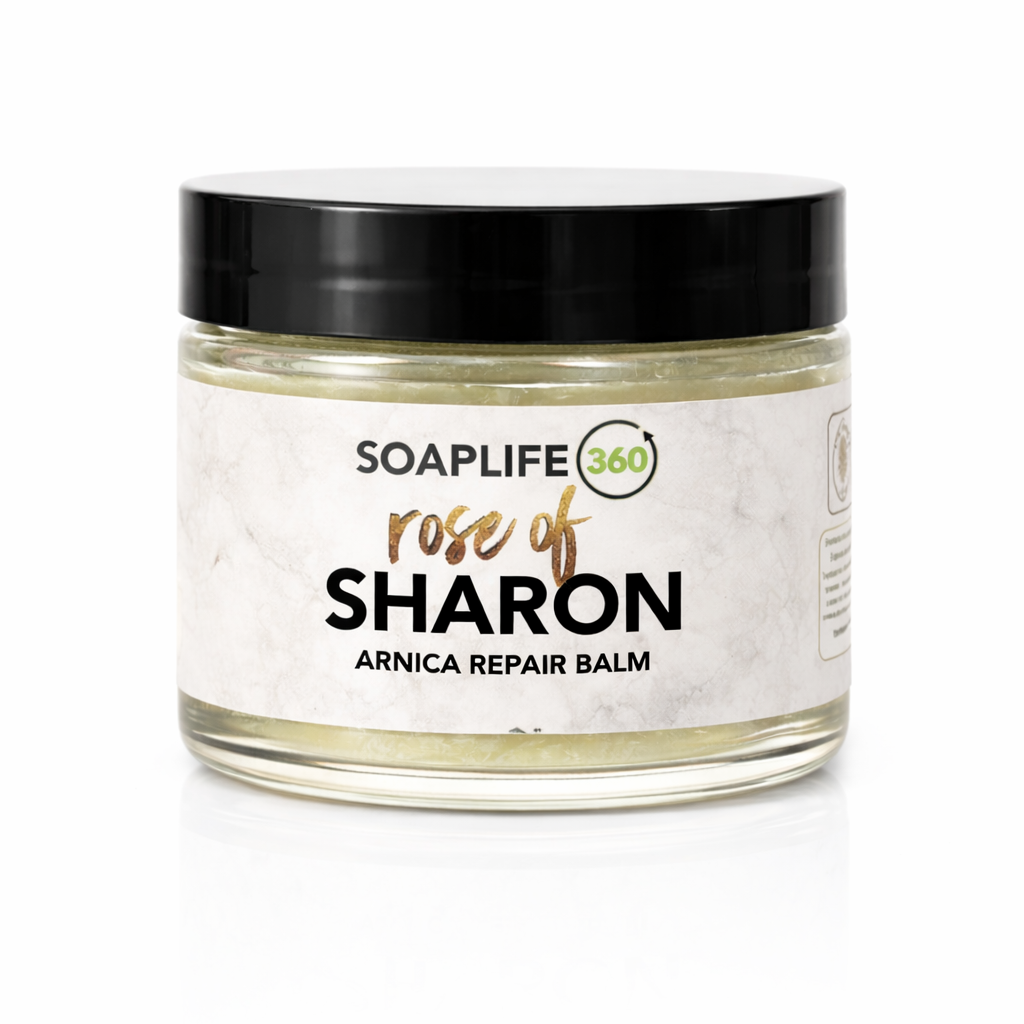 Jar of Soaplife Rose of Sharon Arnica Repair Balm on a white background