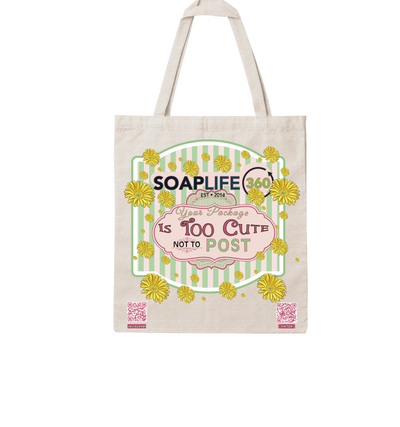 SoapLife360 “Too Cute to Post” Heavy-Duty Canvas Tote Bag