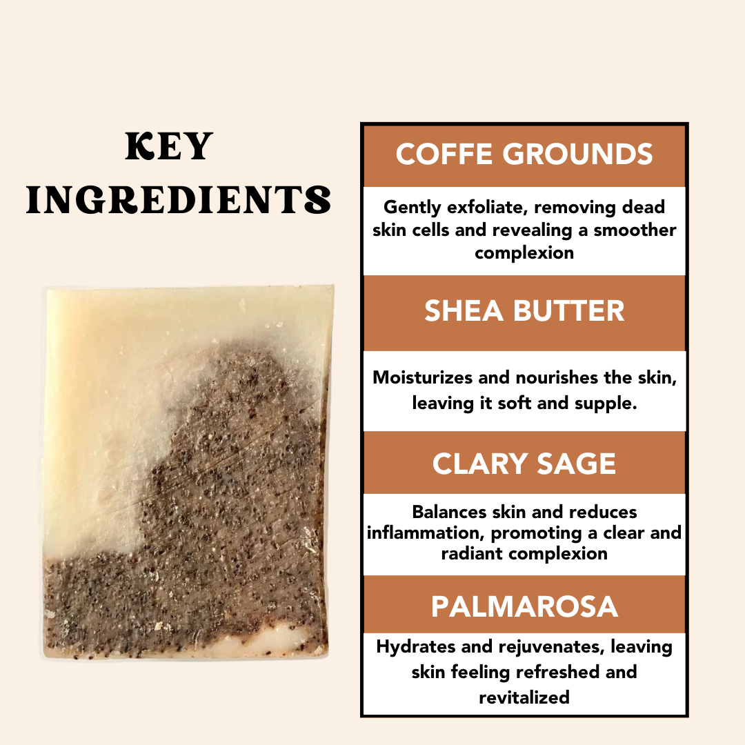  Natural coffee scrub soap with real coffee grounds for knees and elbows