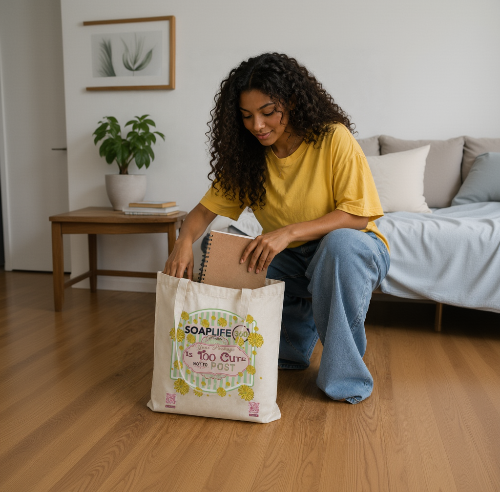 Canvas tote and book